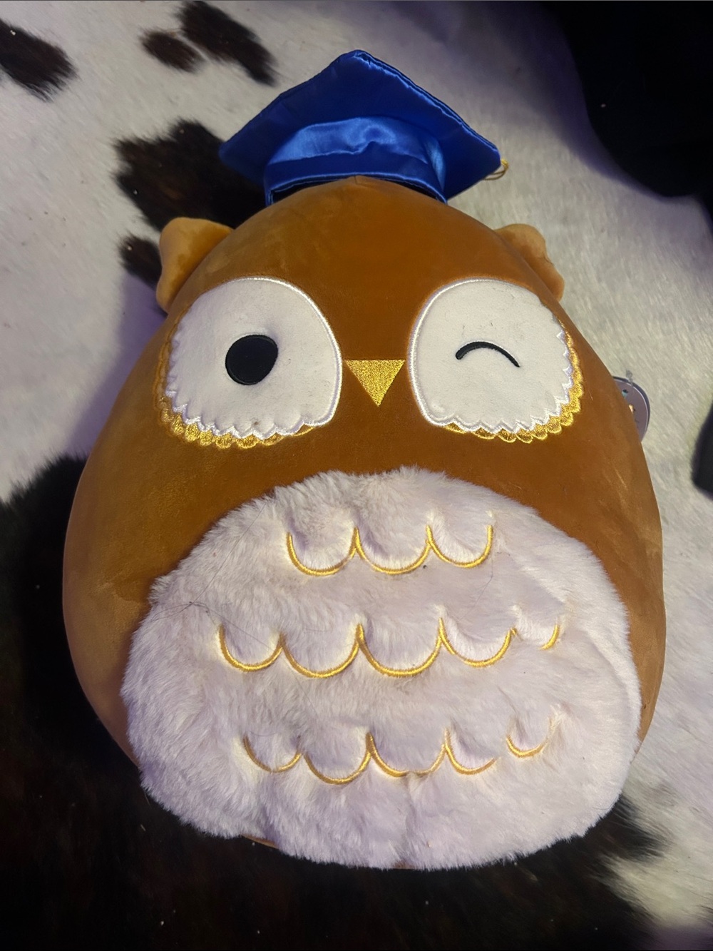 Squish Mallow Brown Owl Plush with Blue Graduation Cap 2026 Graduation Gift